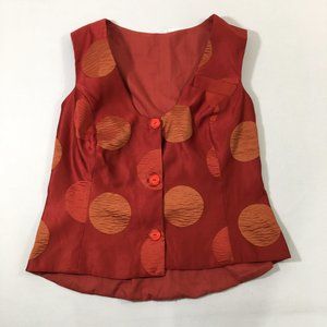 Orange polka dotted vest w/ buttons